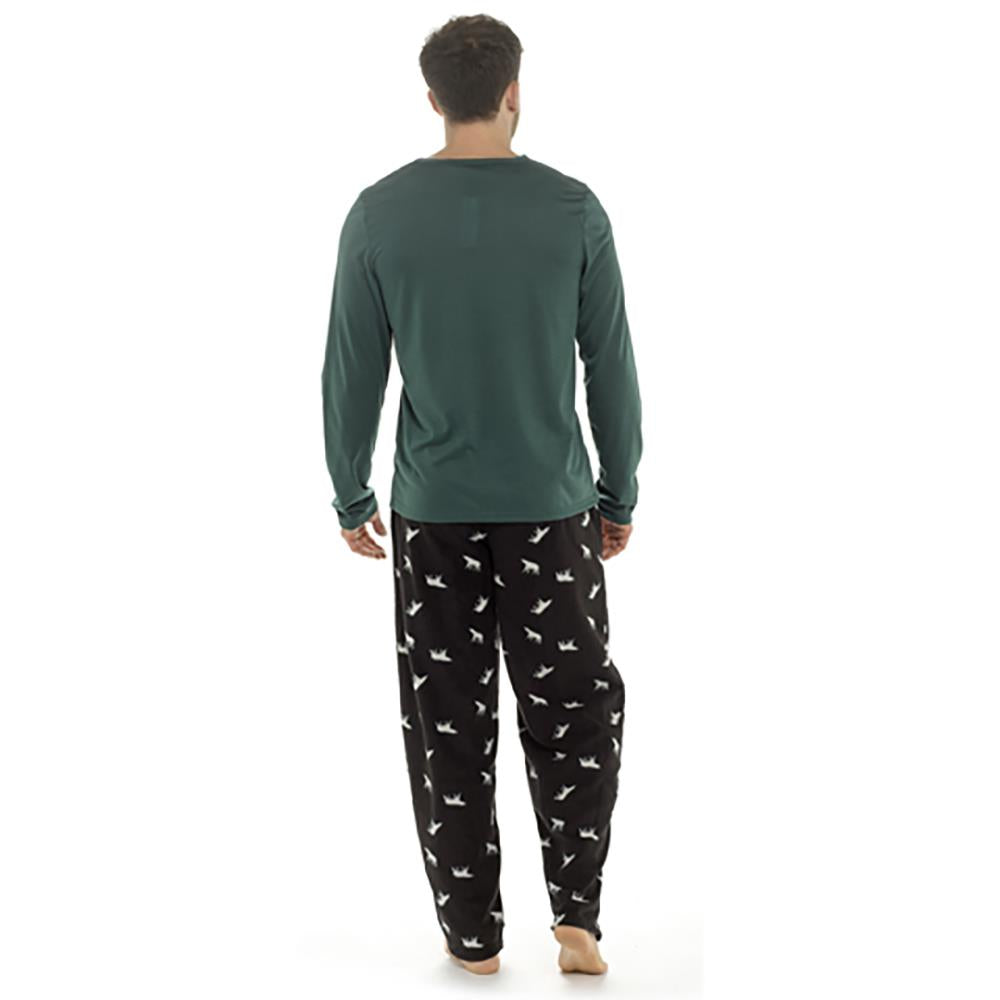 A2Z Mens Pyjama Slogan Chillin Jersey Top Fleece Bottom Pyjama 2 Piece Top Set