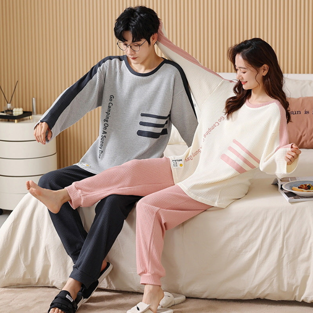 2023 Pyjamas Long Sleeve Cotton Suit Set for Women Men Autumn and Winter