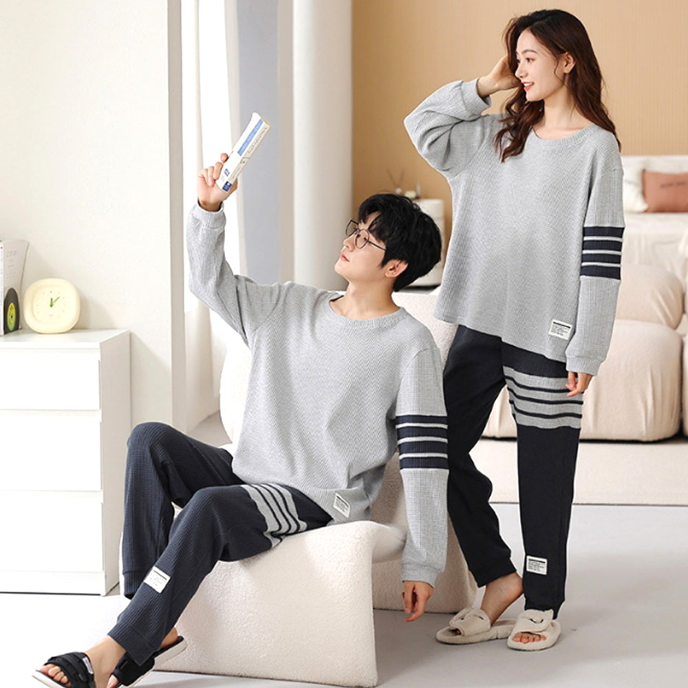 2023 Pyjamas Long Sleeve Cotton Suit Set for Women Men Autumn and Winter