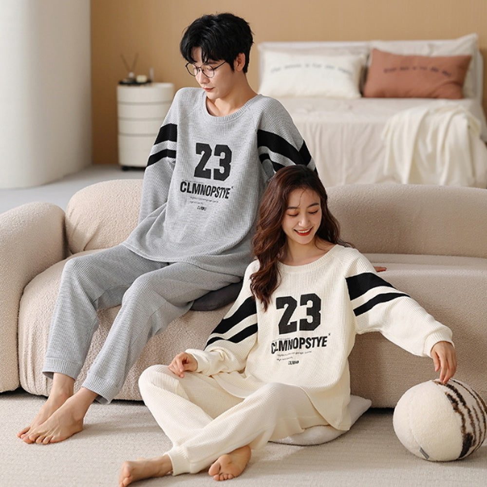 2023 Pyjamas Long Sleeve Cotton Suit Set for Women Men Autumn and Winter