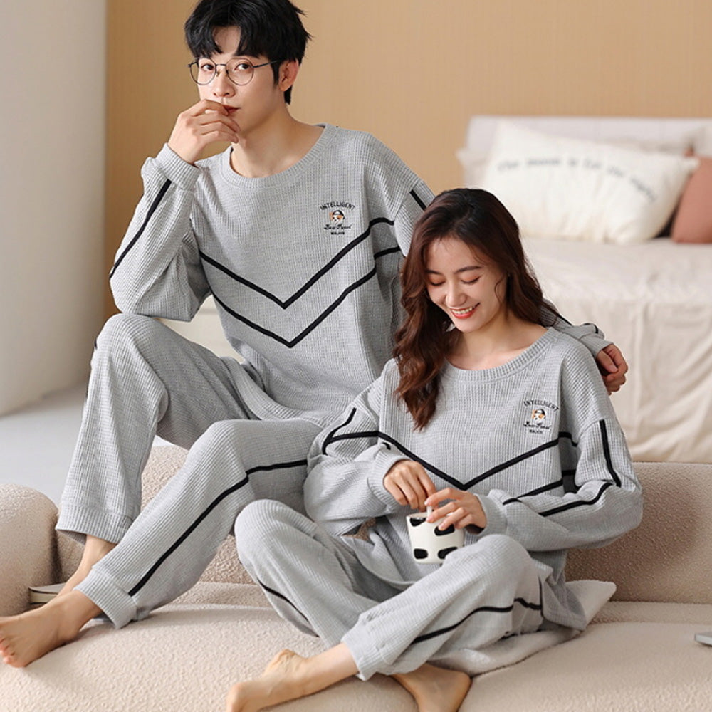 2023 Pyjamas Long Sleeve Cotton Suit Set for Women Men Autumn and Winter