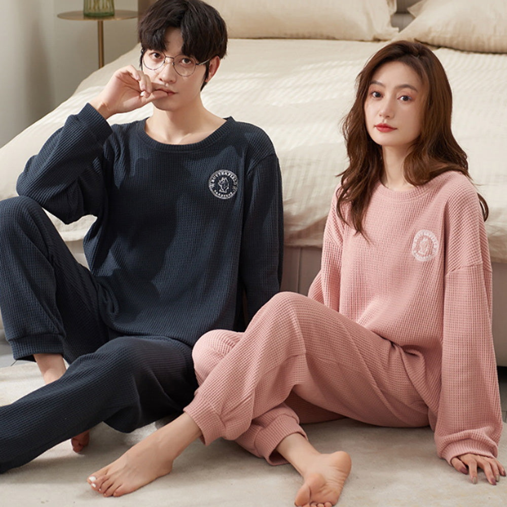 2023 Pyjamas Long Sleeve Cotton Suit Set for Women Men Autumn and Winter