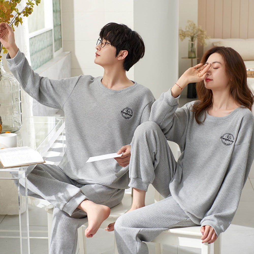 2023 Pyjamas Long Sleeve Cotton Suit Set for Women Men Autumn and Winter