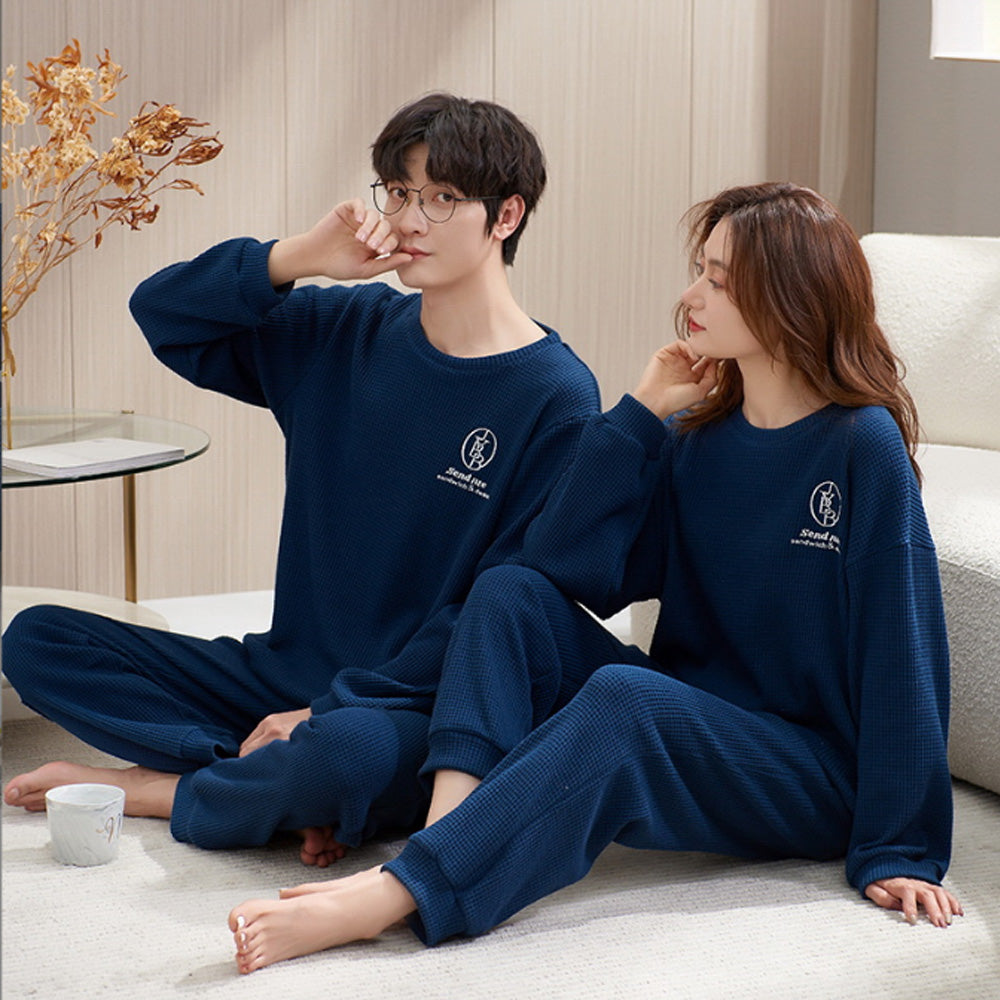 2023 Pyjamas Long Sleeve Cotton Suit Set for Women Men Autumn and Winter