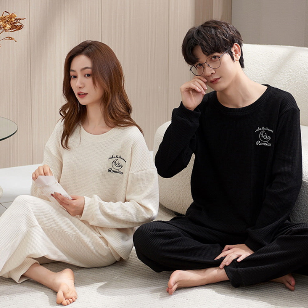 2023 Pyjamas Long Sleeve Cotton Suit Set for Women Men Autumn and Winter