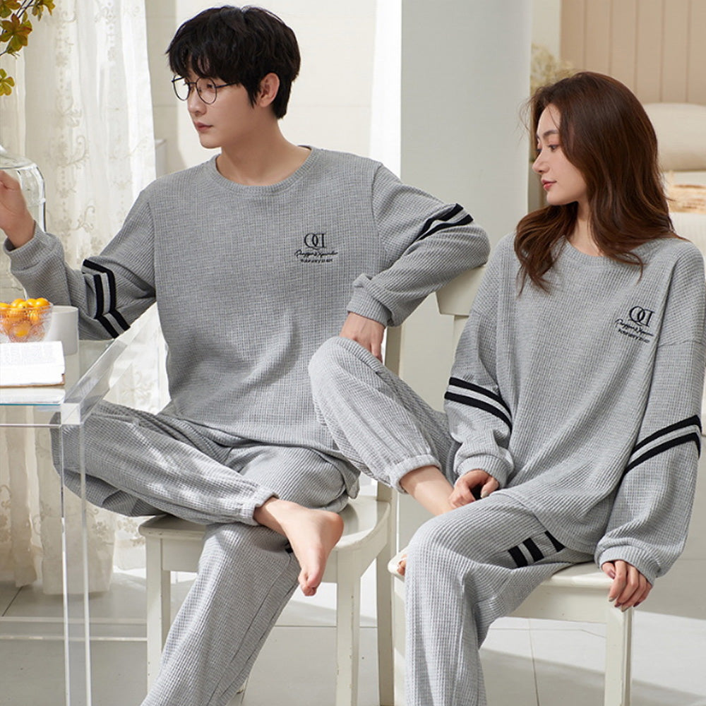 2023 Pyjamas Long Sleeve Cotton Suit Set for Women Men Autumn and Winter