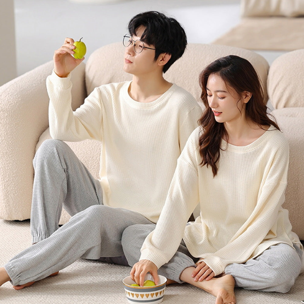 2023 Pyjamas Long Sleeve Cotton Suit Set for Women Men Autumn and Winter