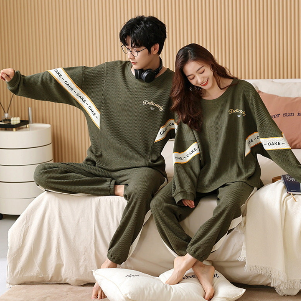 2023 Pyjamas Long Sleeve Cotton Suit Set for Women Men Autumn and Winter
