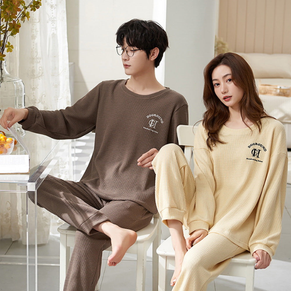 2023 Pyjamas Long Sleeve Cotton Suit Set for Women Men Autumn and Winter