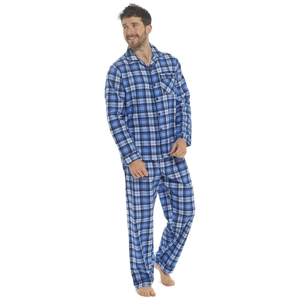 A2Z Mens Pyjama Traditional Check Brushed Cotton PJS pyjama Set 2 Piece Top set