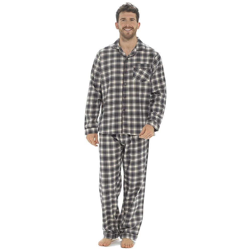 A2Z Mens Pyjama Traditional Check Brushed Cotton PJS pyjama Set 2 Piece Top set