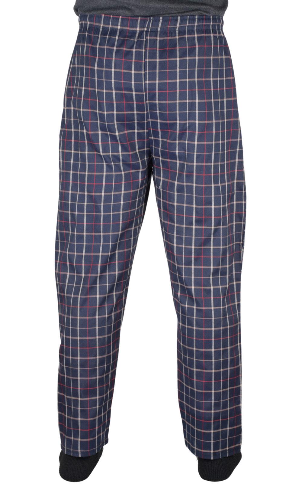 2 Pack Mens Pyjama Bottoms Cotton Check Woven Nightwear Check Lounge Pants