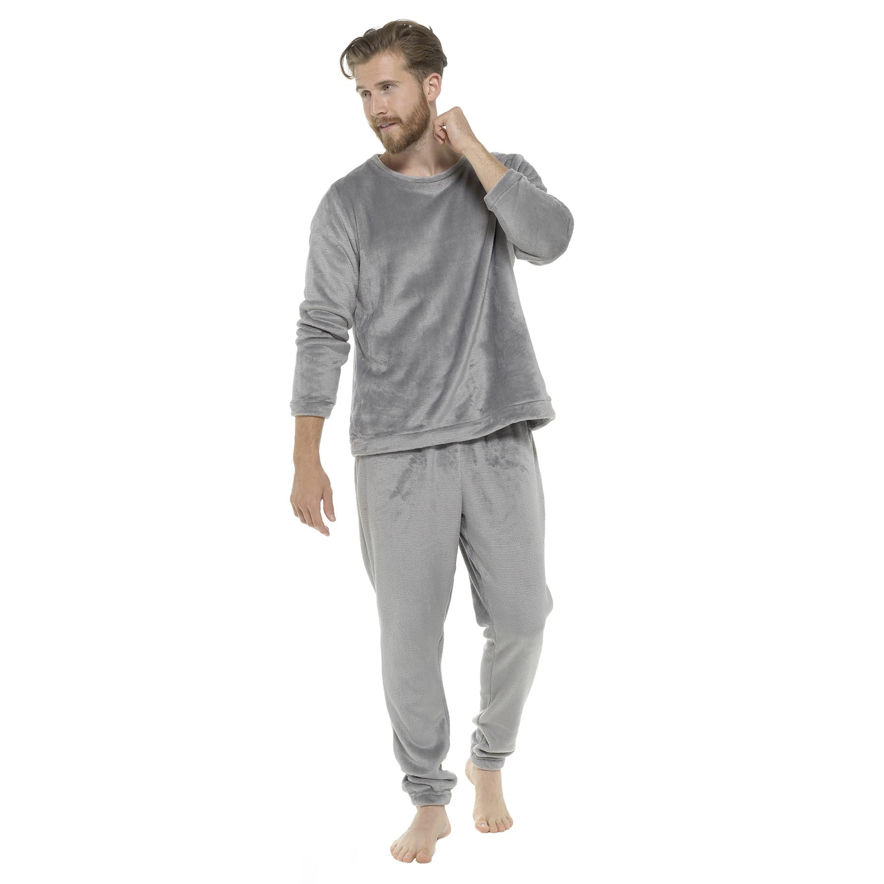 A2Z Mens Fleece Twosie  Pyjama Set Soft Winter Loungewear Top & Bottom M-2XL