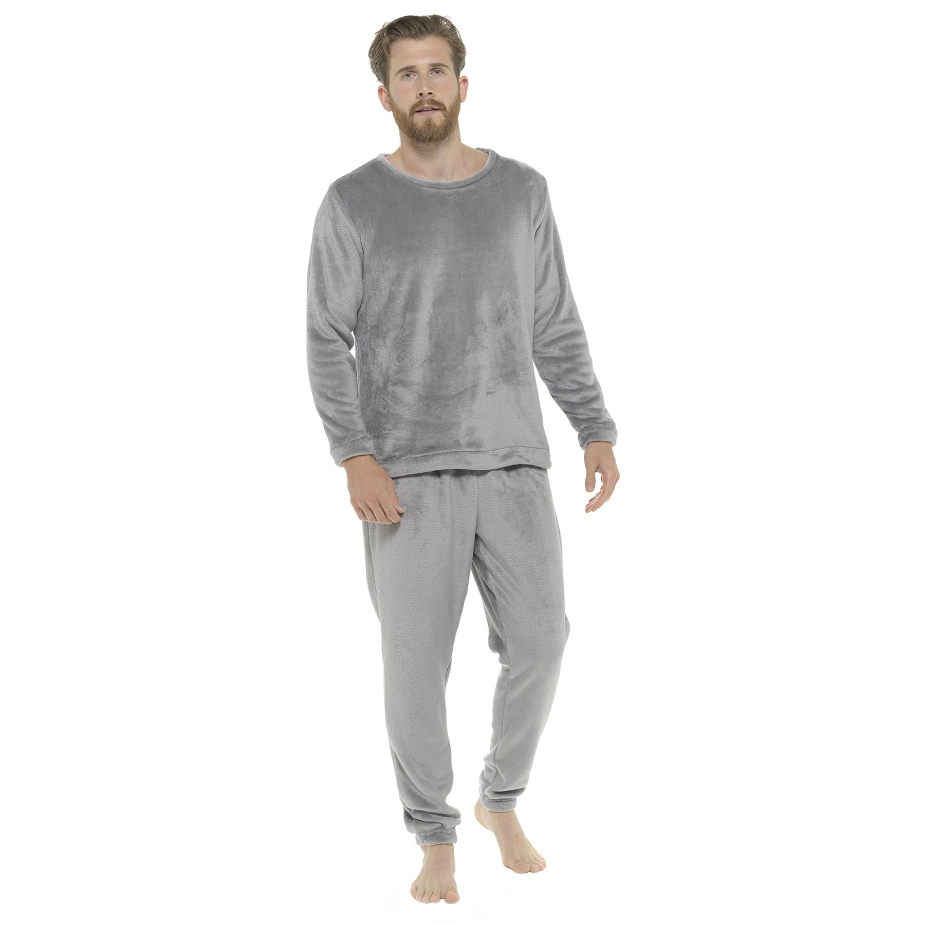 A2Z Mens Fleece Twosie  Pyjama Set Soft Winter Loungewear Top & Bottom M-2XL