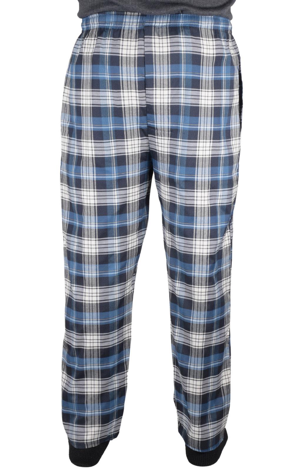 2 Pack Mens Pyjama Bottoms Cotton Check Woven Nightwear Check Lounge Pants