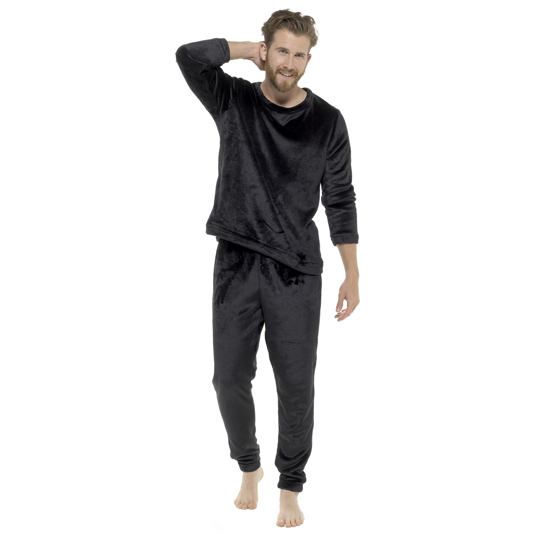 A2Z Mens Fleece Twosie  Pyjama Set Soft Winter Loungewear Top & Bottom M-2XL