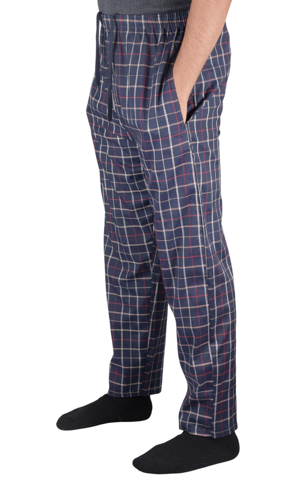 2 Pack Mens Pyjama Bottoms Cotton Check Woven Nightwear Check Lounge Pants