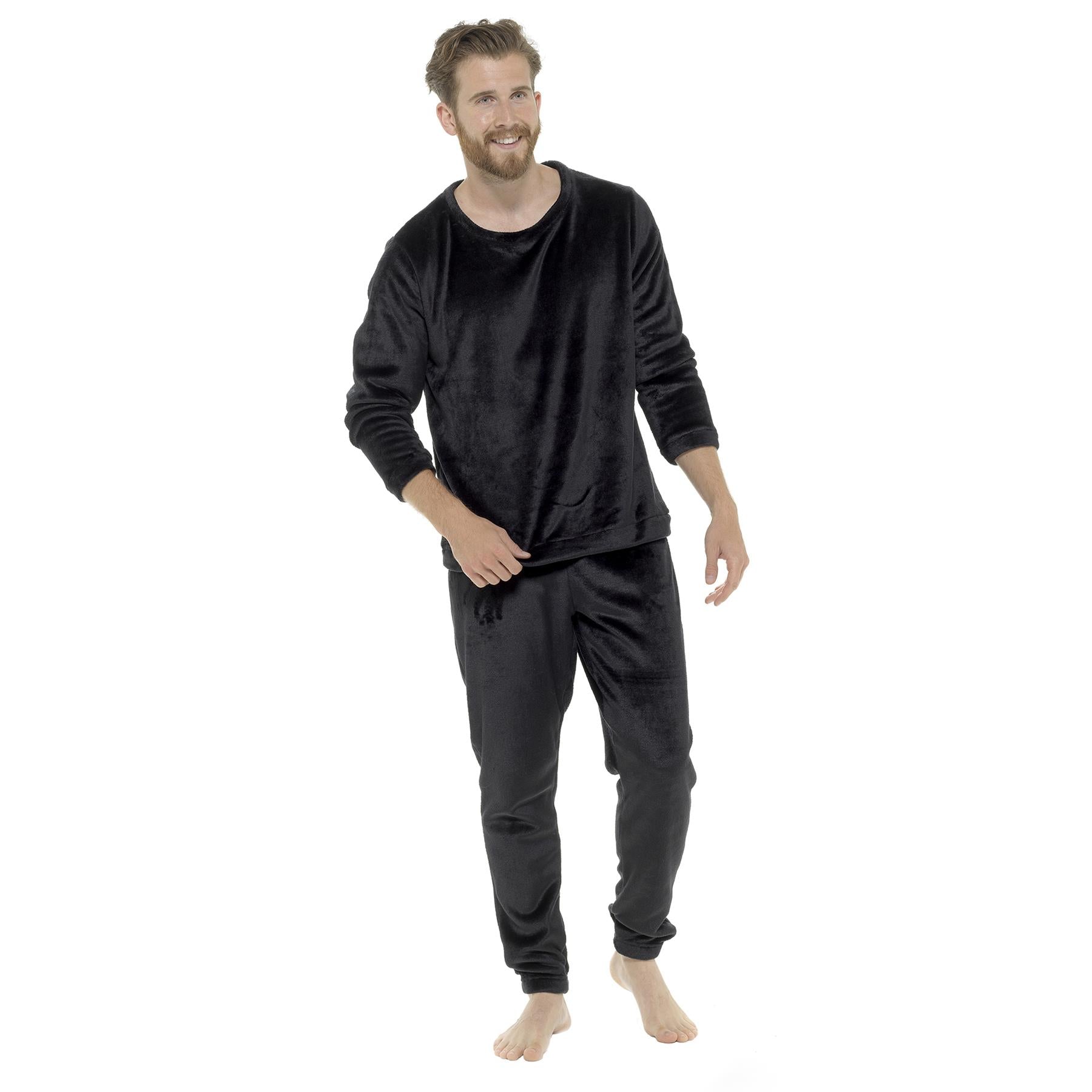 A2Z Mens Fleece Twosie  Pyjama Set Soft Winter Loungewear Top & Bottom M-2XL