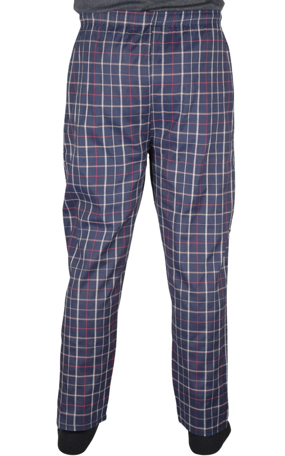 2 Pack Mens Pyjama Bottoms Cotton Check Woven Nightwear Check Lounge Pants