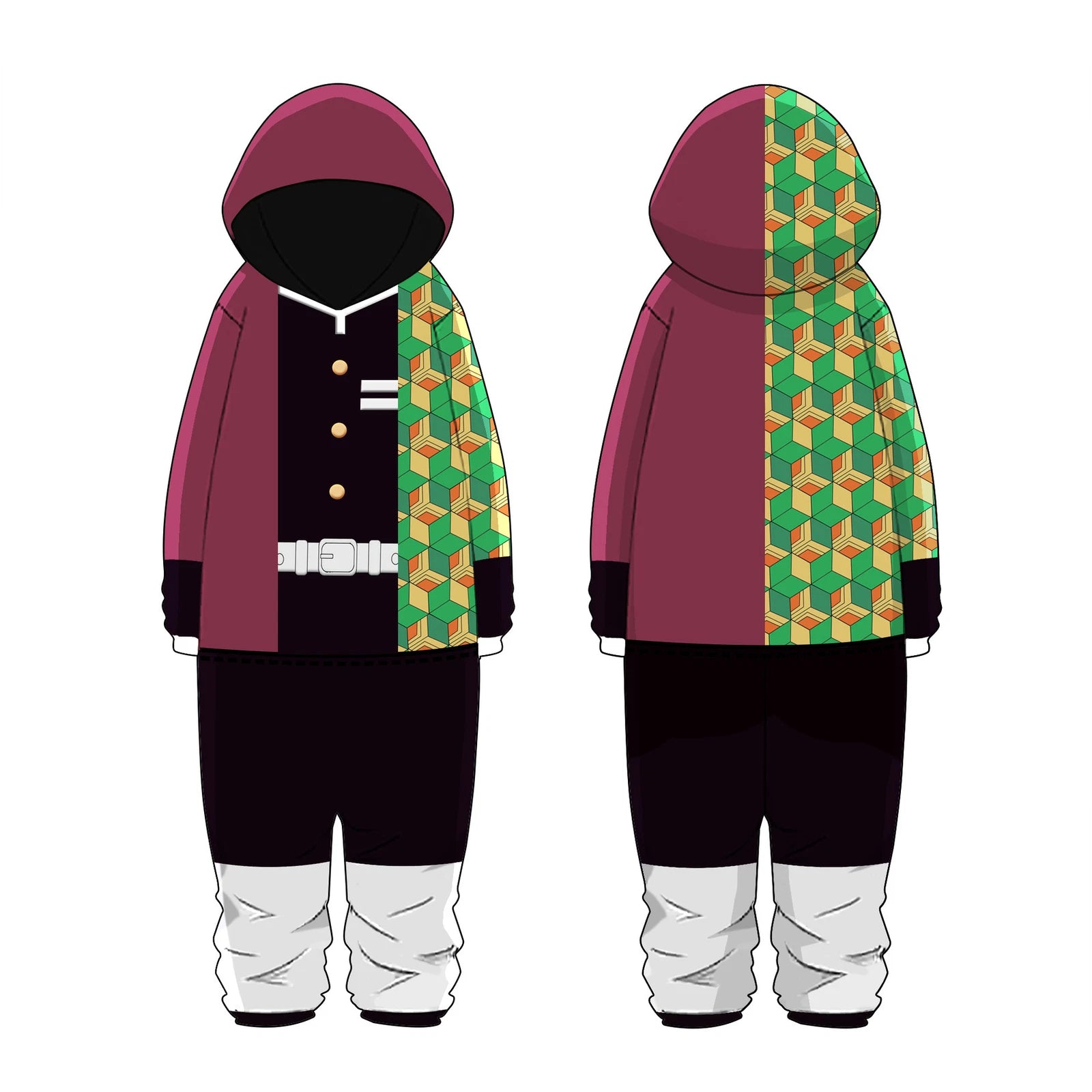 Demon Slayer Kimetsu no Yaiba Pajamas Jumpsuit Cosplay Kamado Tanjirou Sleepwear