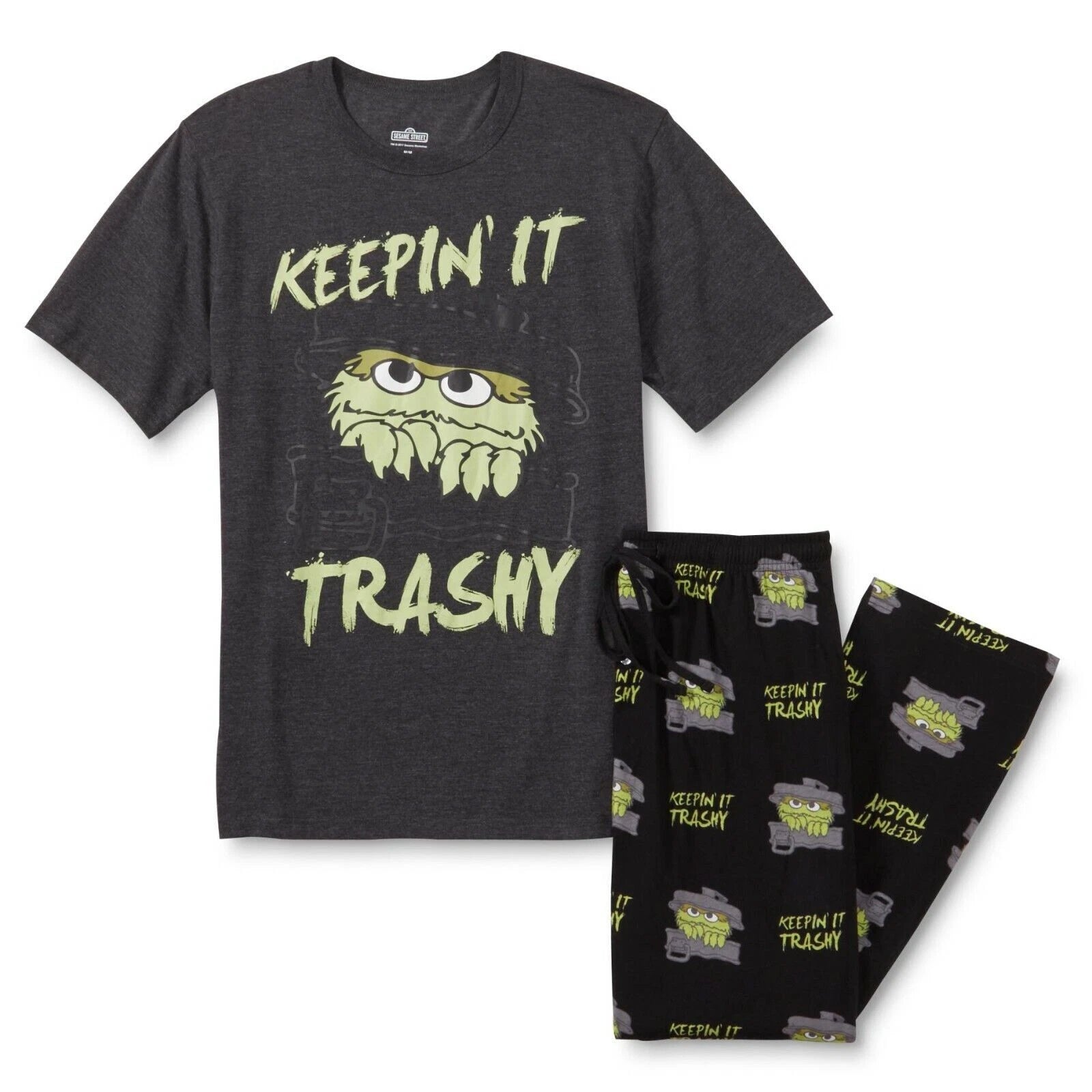 License Character Sesame Street Men's 2 Piece Pajama Set Shirt & Pants