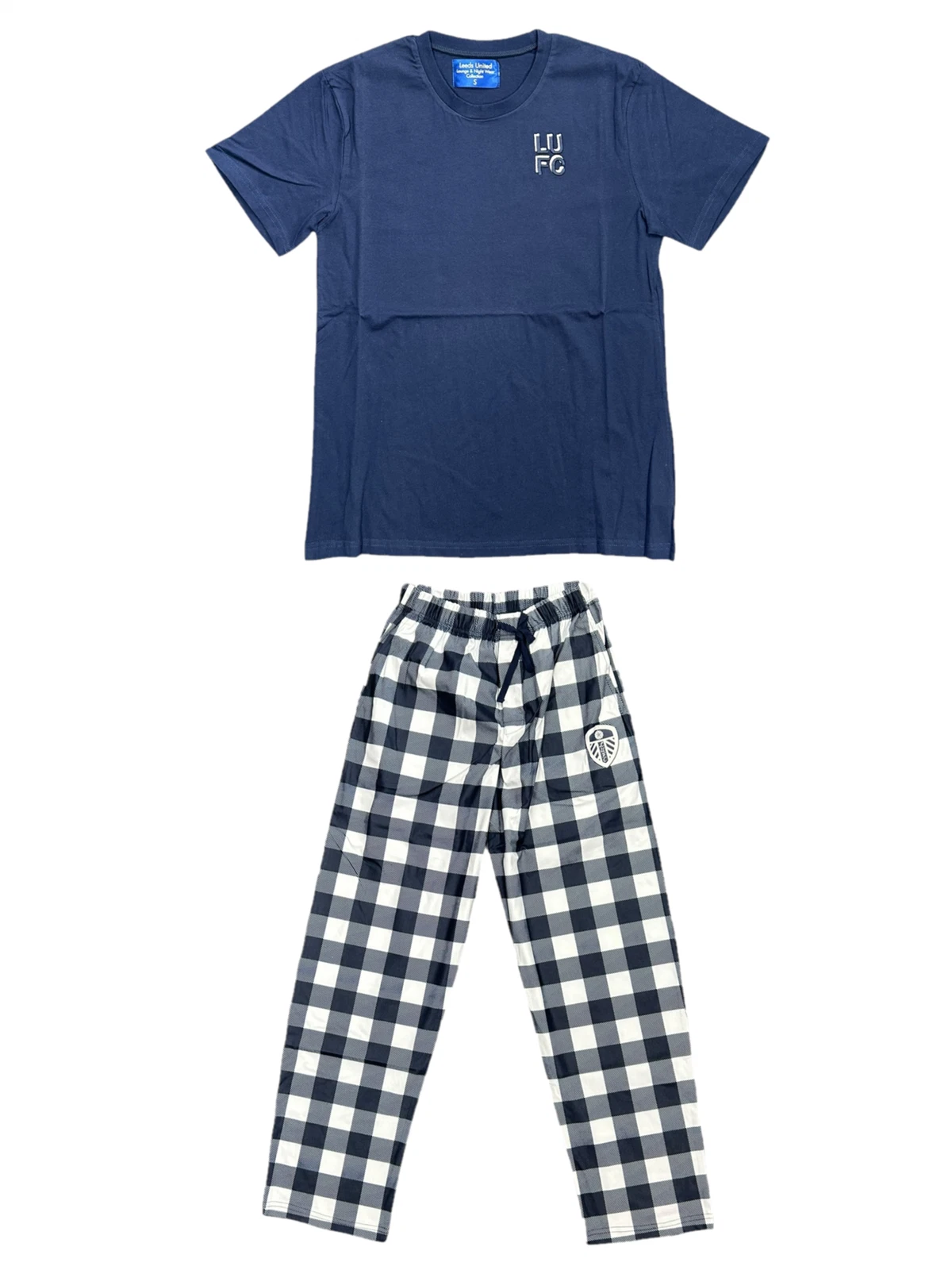 Leeds United Pyjama Set Men's Football Check PJ Set - New