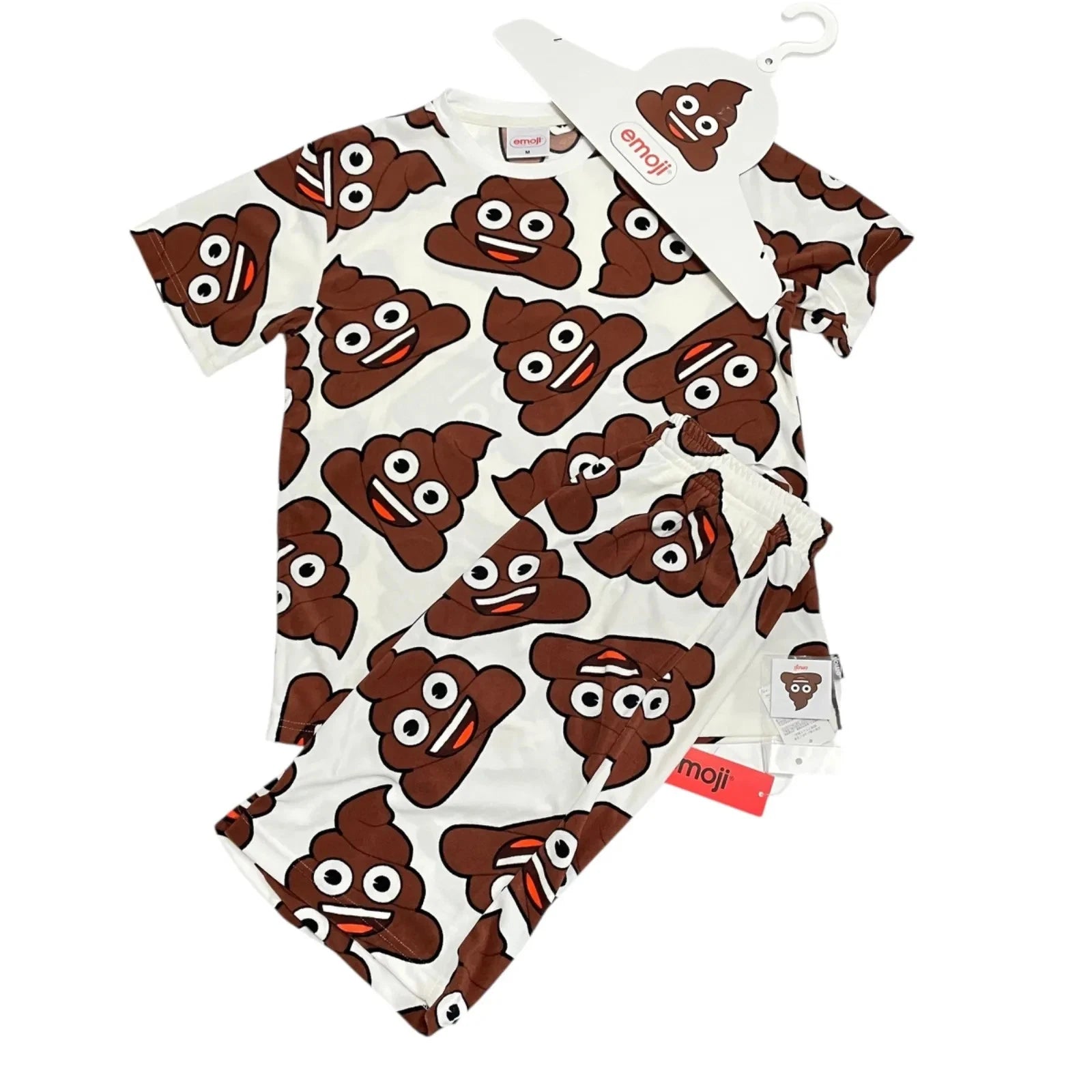 Funny Poop Emoji Pajamas Set Unisex Short Sleeve Loungewear Cute Poo  Gift