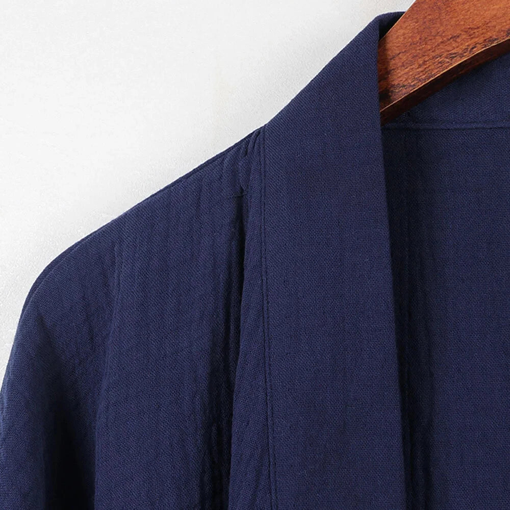 Cotton Japanese Kimono Pajamas Men Long-sleeve Trousers Casual Sleepwear