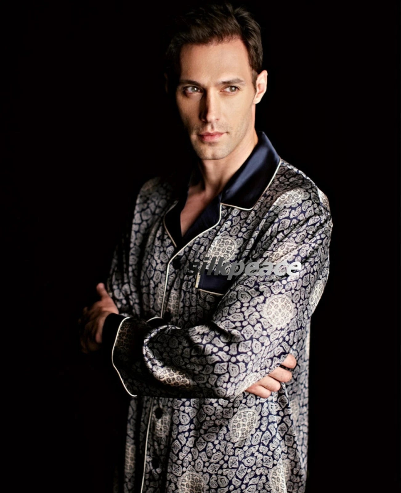 2nd Item Ship FREE  Mens Silk Satin Pajamas Set Pants Lounge Sleepwear SILKPEACE