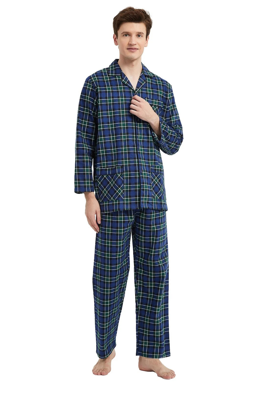 Amaxer Men’s Pajamas Set 100% Cotton Flannel Long Sleeves Pajamas For Men PJs