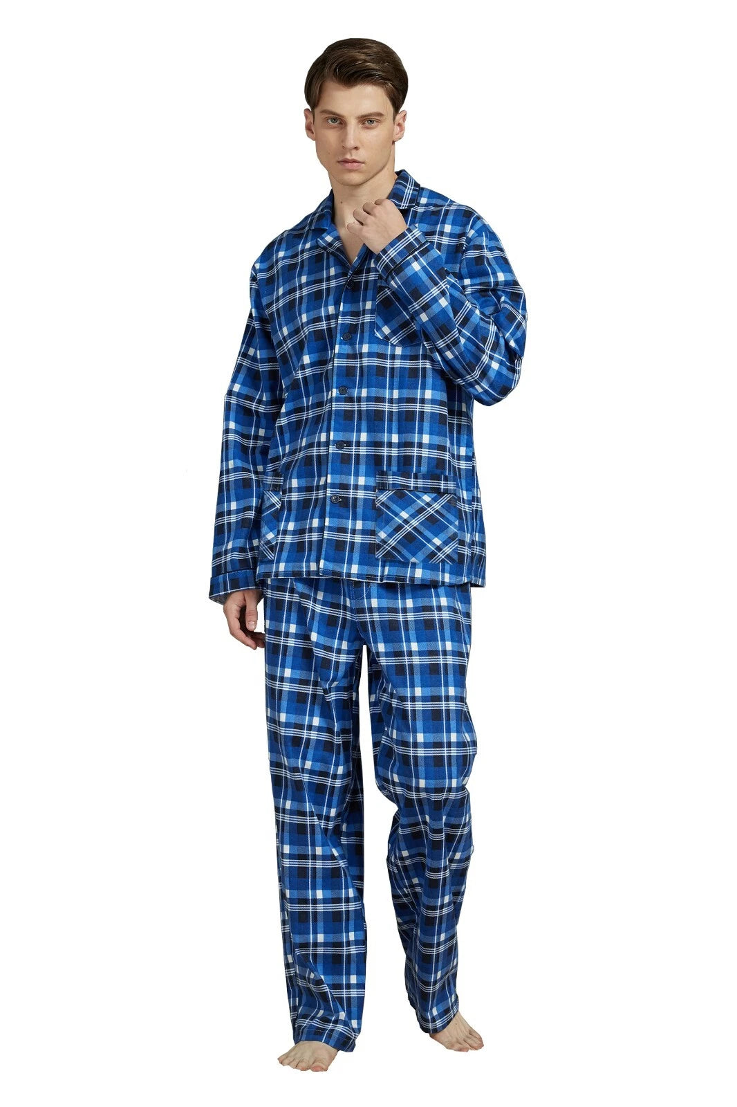 Amaxer Men’s Pajamas Set 100% Cotton Flannel Long Sleeves Pajamas For Men PJs