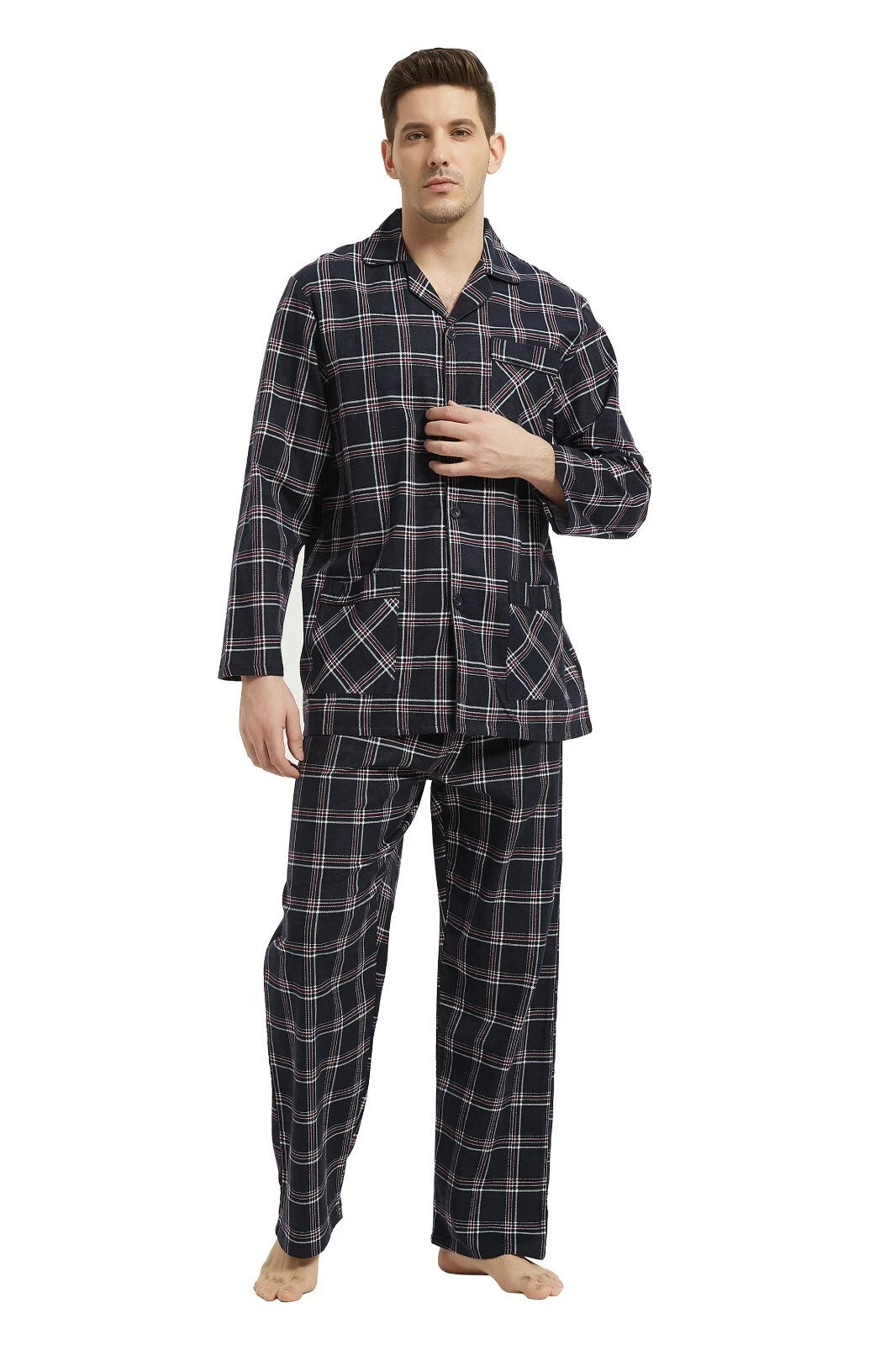 Amaxer Men’s Pajamas Set 100% Cotton Flannel Long Sleeves Pajamas For Men PJs