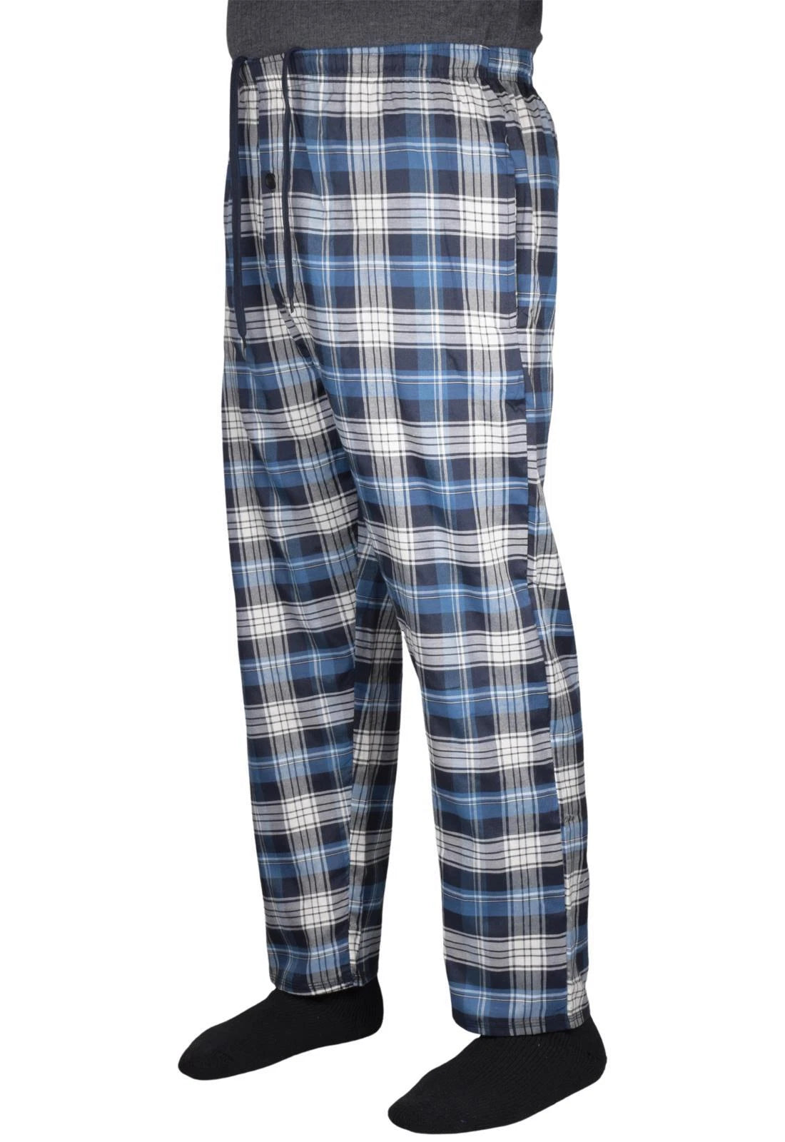 2 Pack Mens Pyjama Bottoms Cotton Check Woven Nightwear Check Lounge Pants