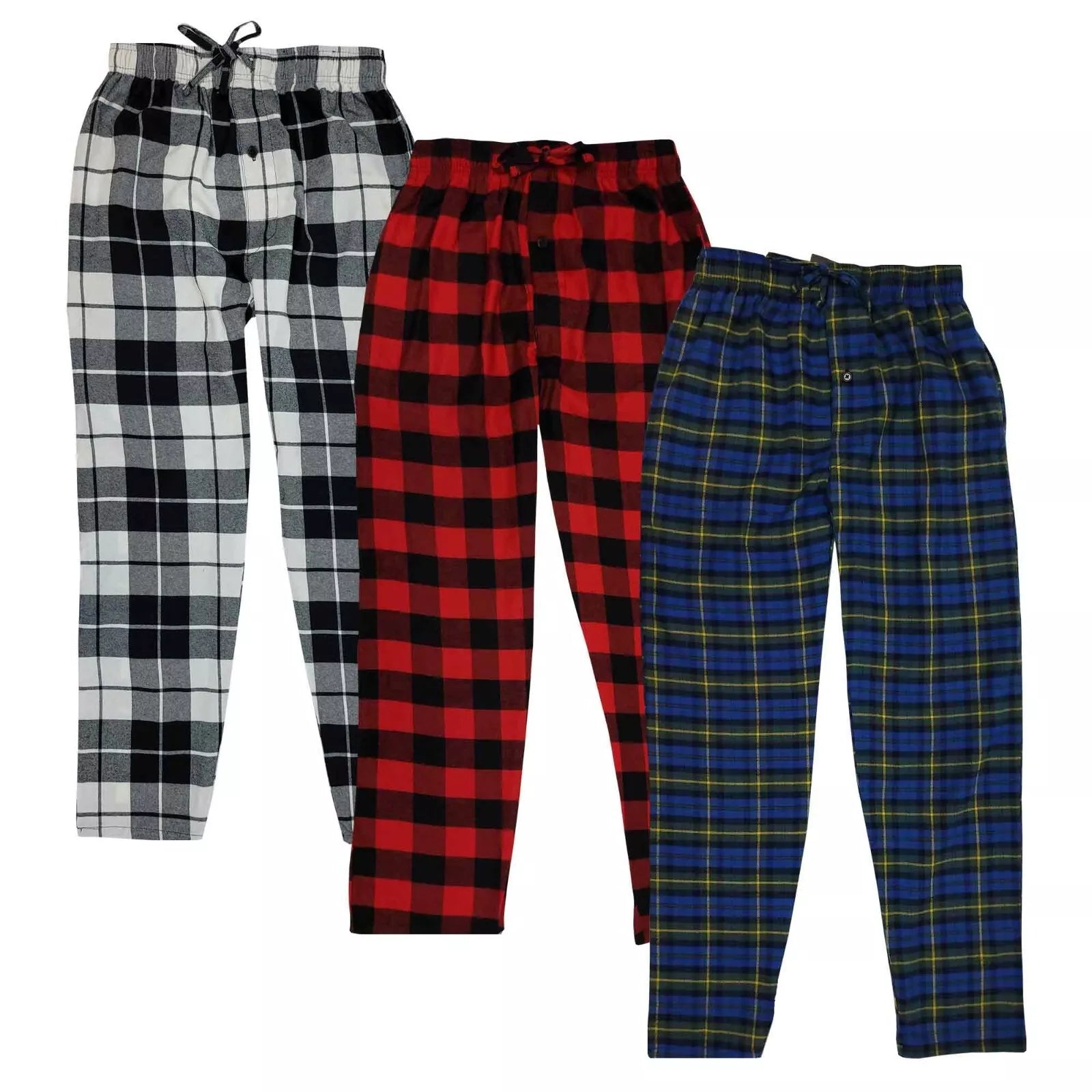 3 Pack Pajama Lounge 100% Cotton Pants Bottoms Sleepwear PJs S-6XL (Big & Tall)