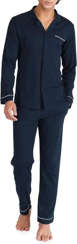 DAVID ARCHY Mens Pajamas Set Soft Cotton Notched Collar Pajamas for Men Long Sle