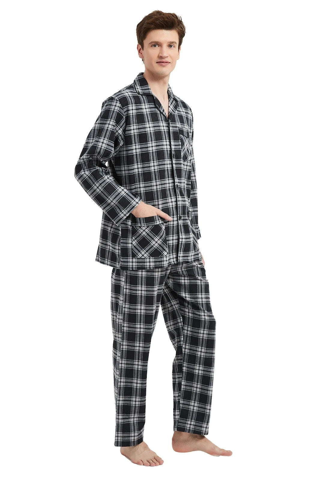 Amaxer Men’s Pajamas Set 100% Cotton Flannel Long Sleeves Pajamas For Men PJs
