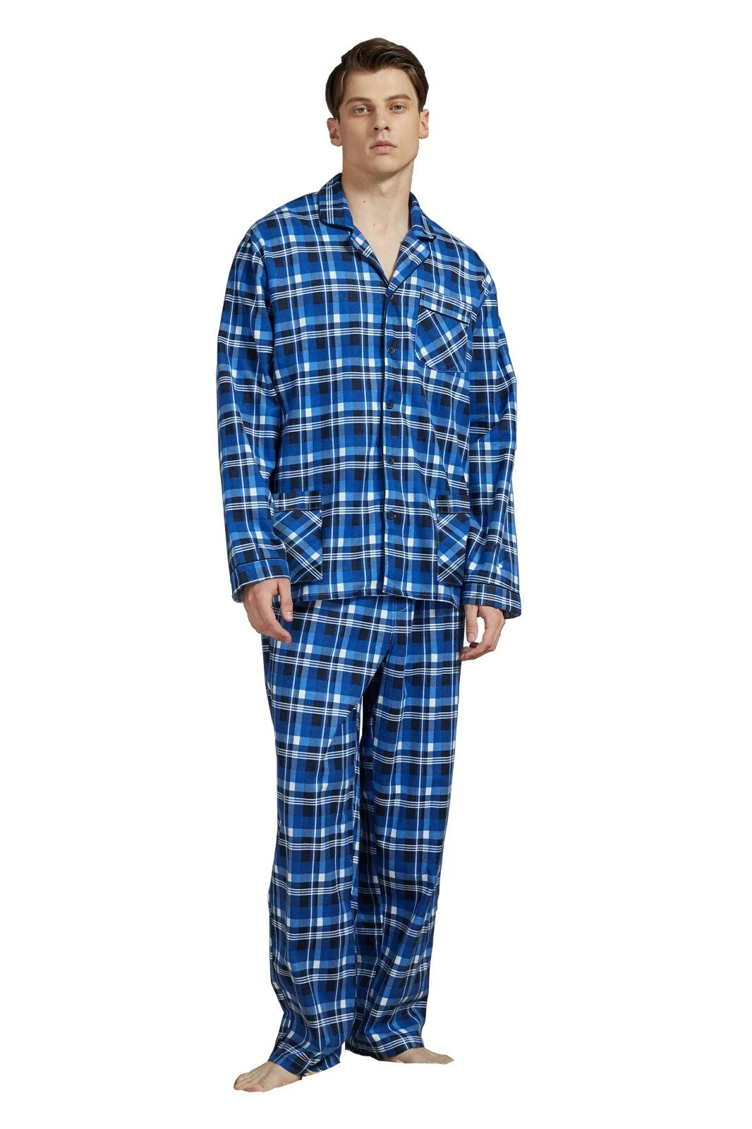 Amaxer Men’s Pajamas Set 100% Cotton Flannel Long Sleeves Pajamas For Men PJs