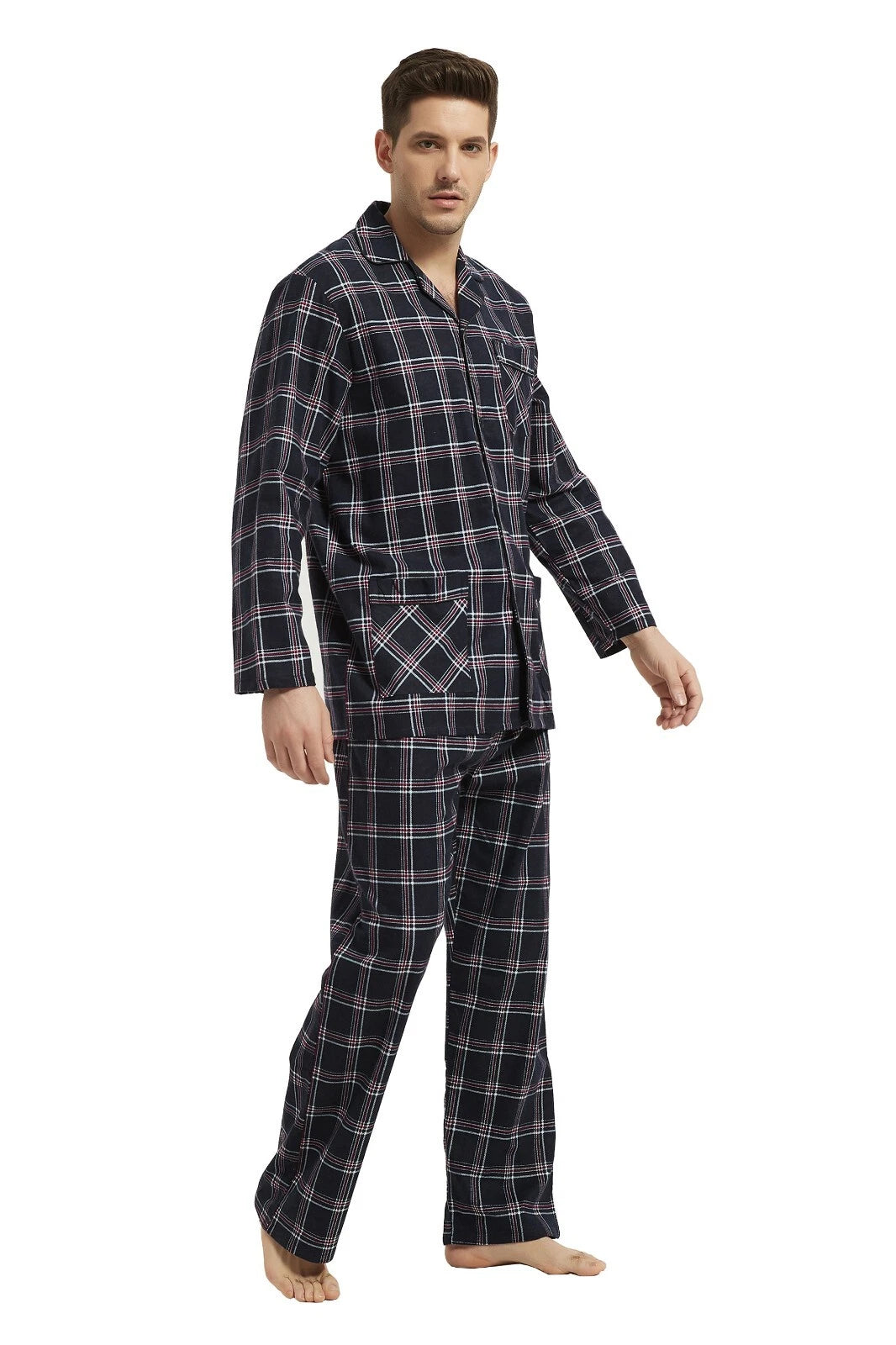 Amaxer Men’s Pajamas Set 100% Cotton Flannel Long Sleeves Pajamas For Men PJs