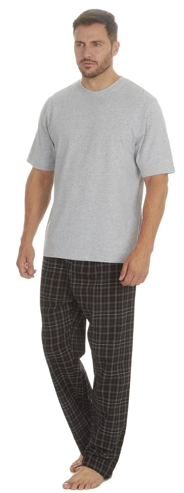 Cargo Bay Mens Jersey Top & Woven Check Pyjama Lounge Set