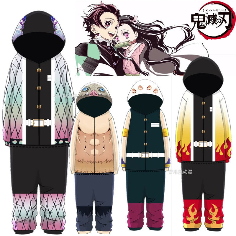 Demon Slayer Kimetsu no Yaiba Pajamas Jumpsuit Cosplay Kamado Tanjirou Sleepwear