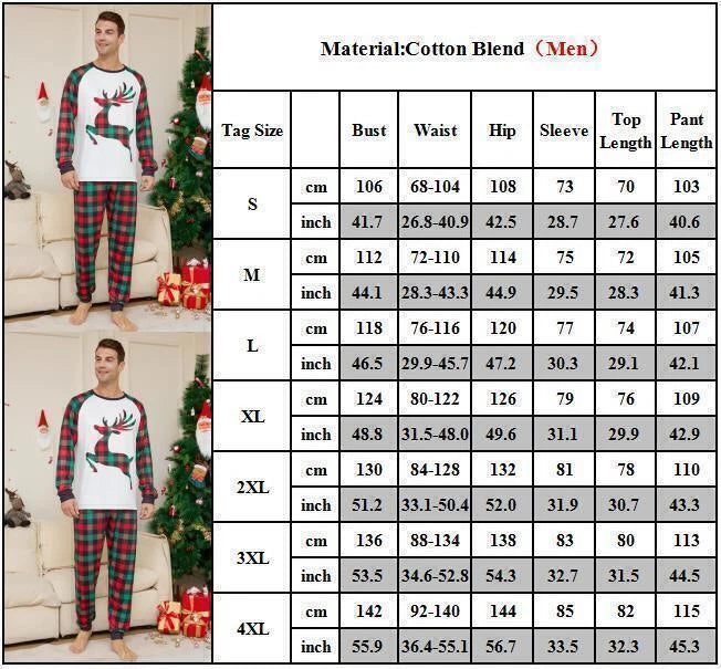 2025 Christmas Deer Grid Print Family Pyjamas Kids Adults Nightwear Pajamas Set*