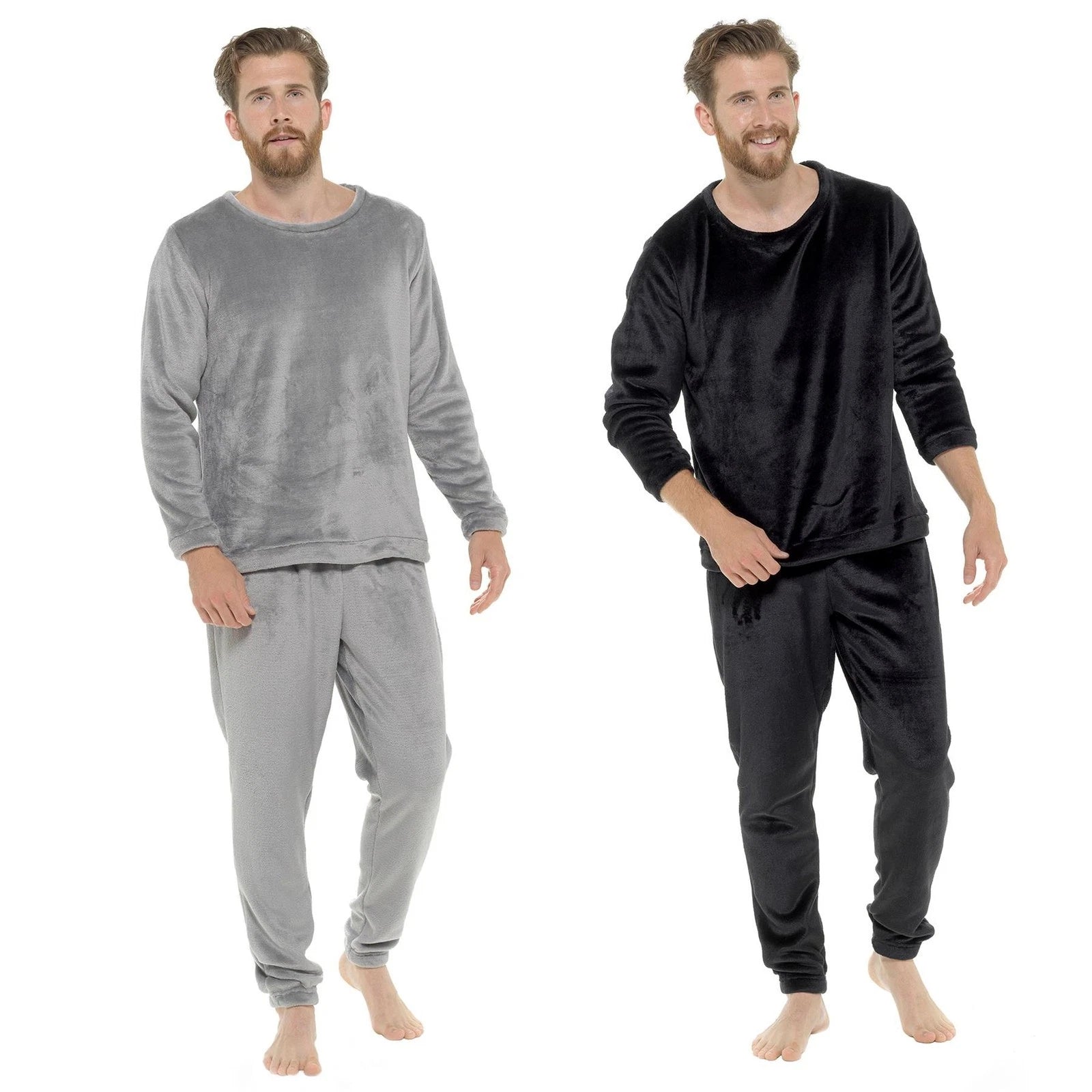 A2Z Mens Fleece Twosie  Pyjama Set Soft Winter Loungewear Top & Bottom M-2XL