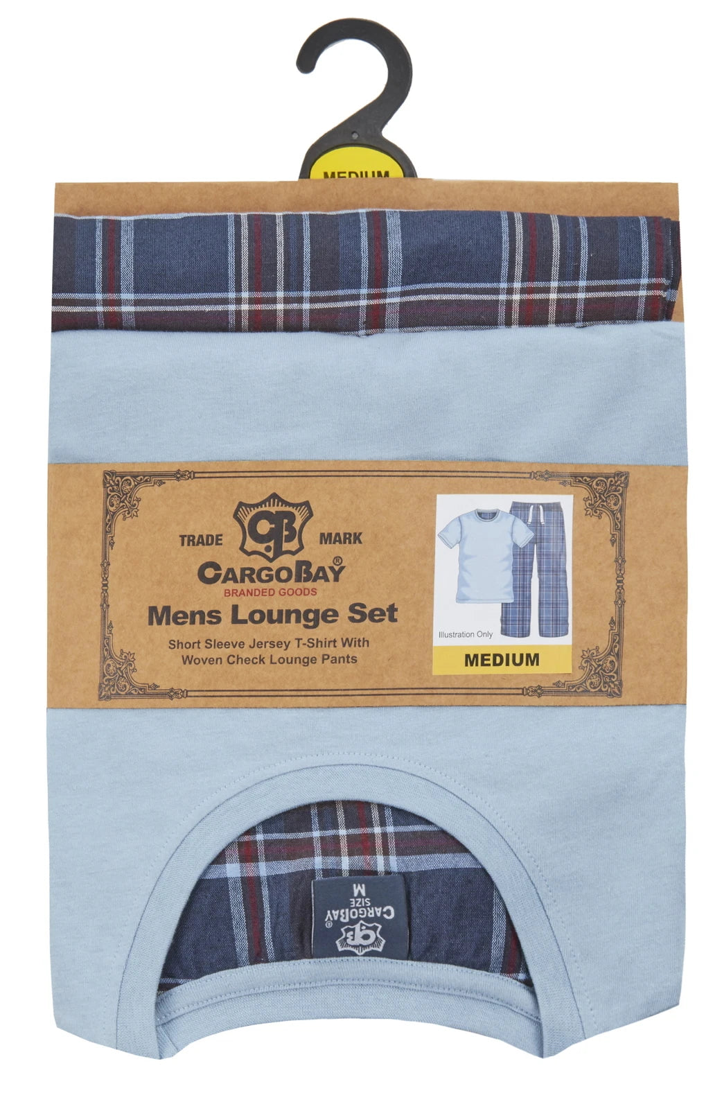 Cargo Bay Mens Jersey Top & Woven Check Pyjama Lounge Set