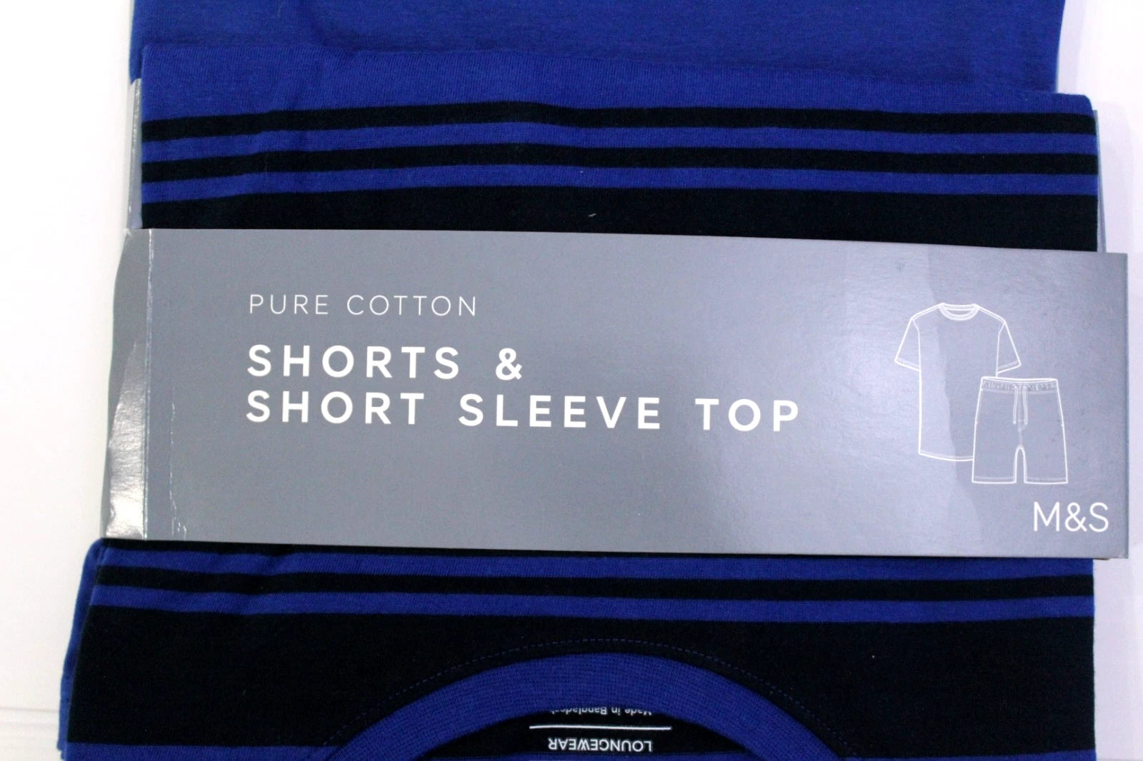 M & S Mens Pure Cotton Loungewear Top & Shorts Shortie PJ Set Pyjamas ~ L XL XXL