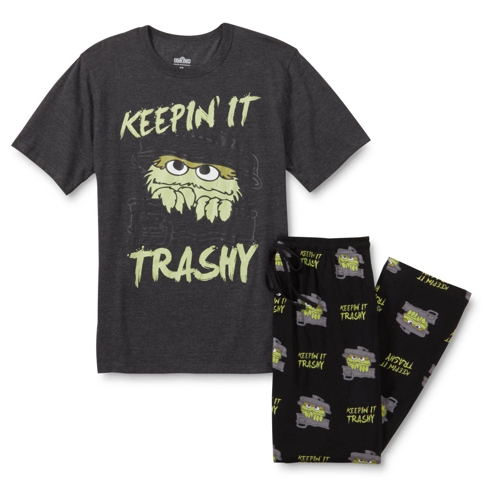 License Character Sesame Street Men's 2 Piece Pajama Set Shirt & Pants