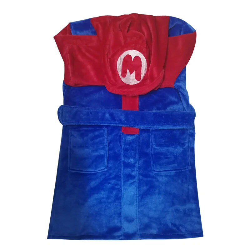 Game Super Mario Bathrobe Pajamas Cosplay Adult Kids Sleepwear Nightgown Costume