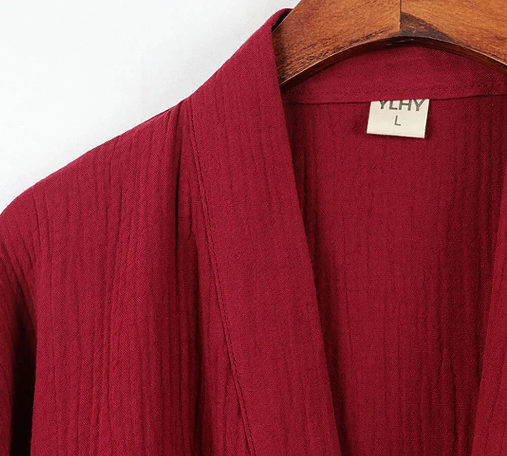 Cotton Japanese Kimono Pajamas Men Long-sleeve Trousers Casual Sleepwear