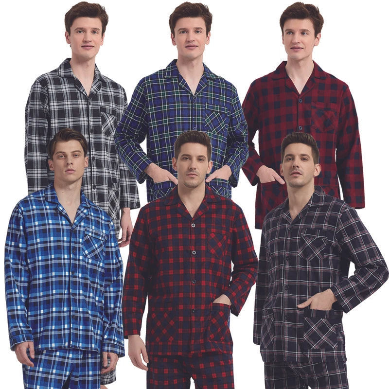 Amaxer Men’s Pajamas Set 100% Cotton Flannel Long Sleeves Pajamas For Men PJs