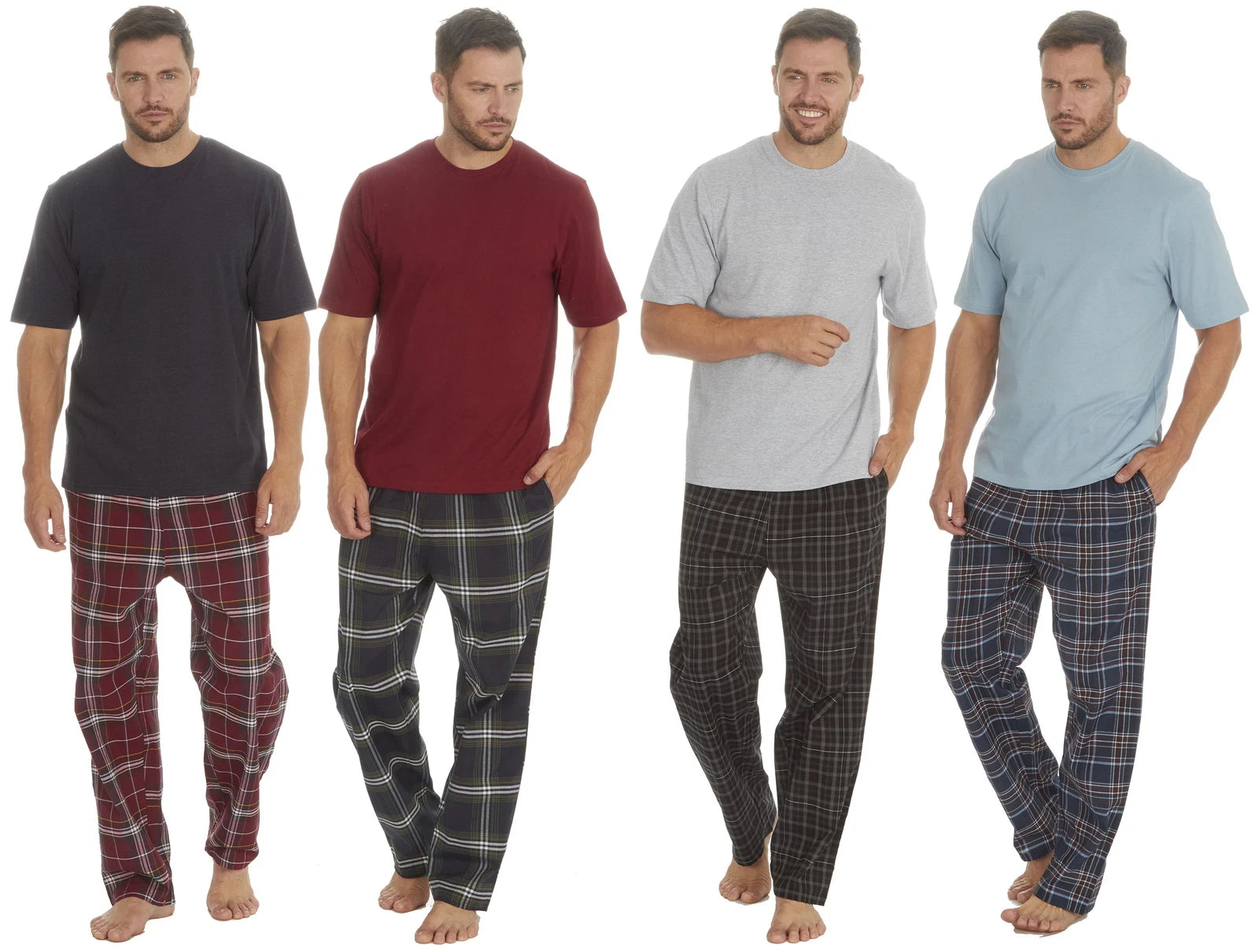Cargo Bay Mens Jersey Top & Woven Check Pyjama Lounge Set
