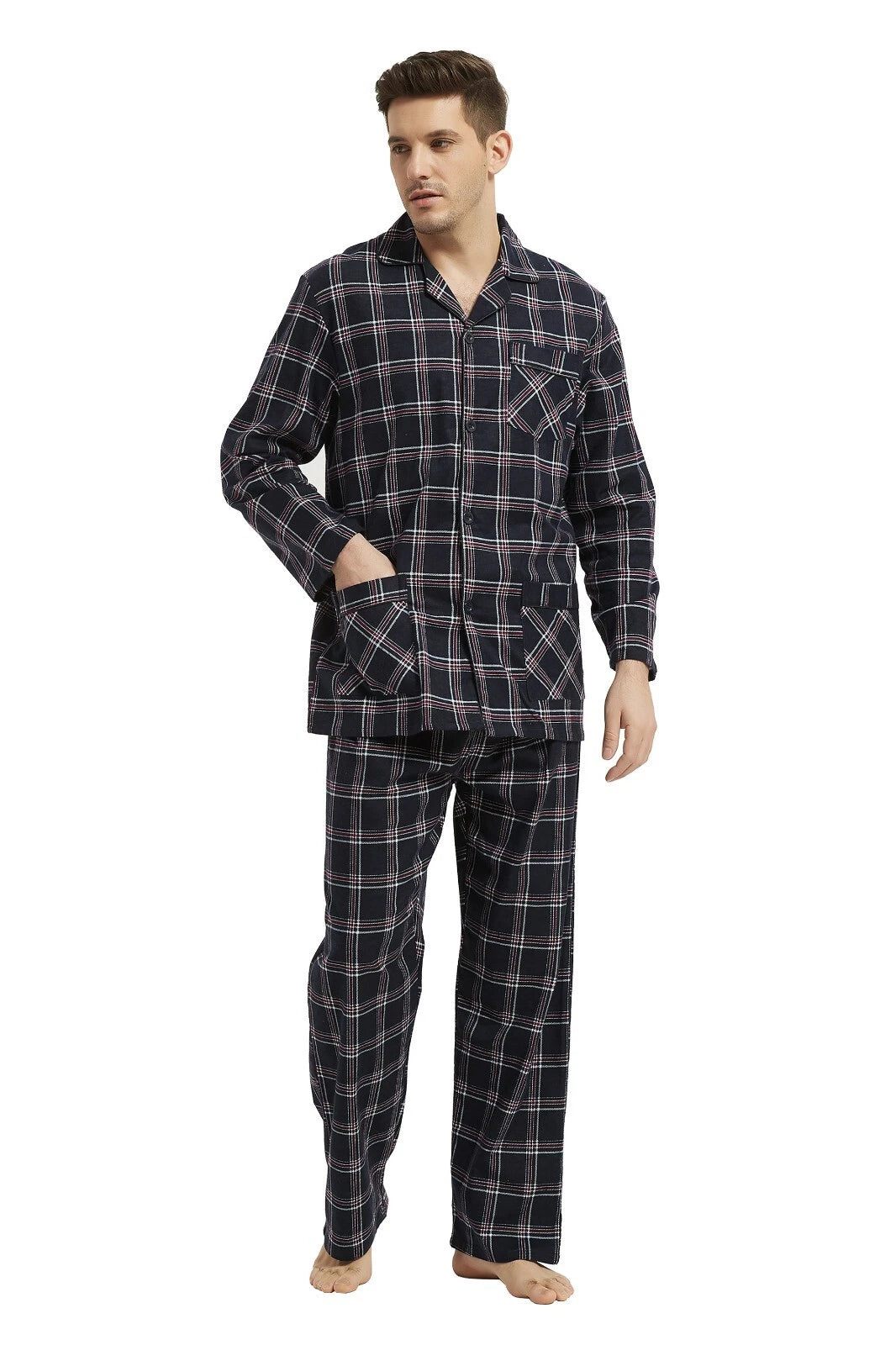Amaxer Men’s Pajamas Set 100% Cotton Flannel Long Sleeves Pajamas For Men PJs